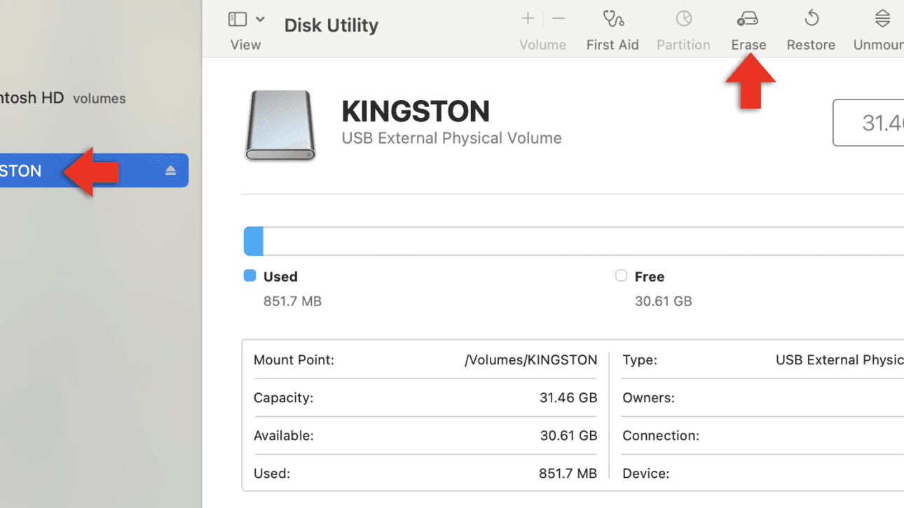 Disk Utility in macos